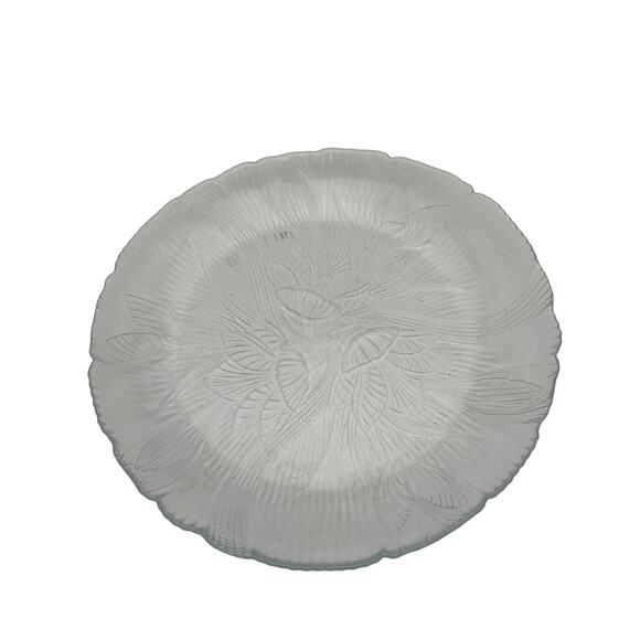 Arcoroc Canterbury Crocus Salad Plates Clear Glass Dessert Lunch Floral 7.5" x 4 - Picture 5 of 9